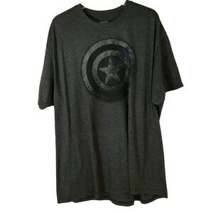 Marvel Men's Captain America Graphic Tee Dark Gray Shield Logo Sz XXL Superhero